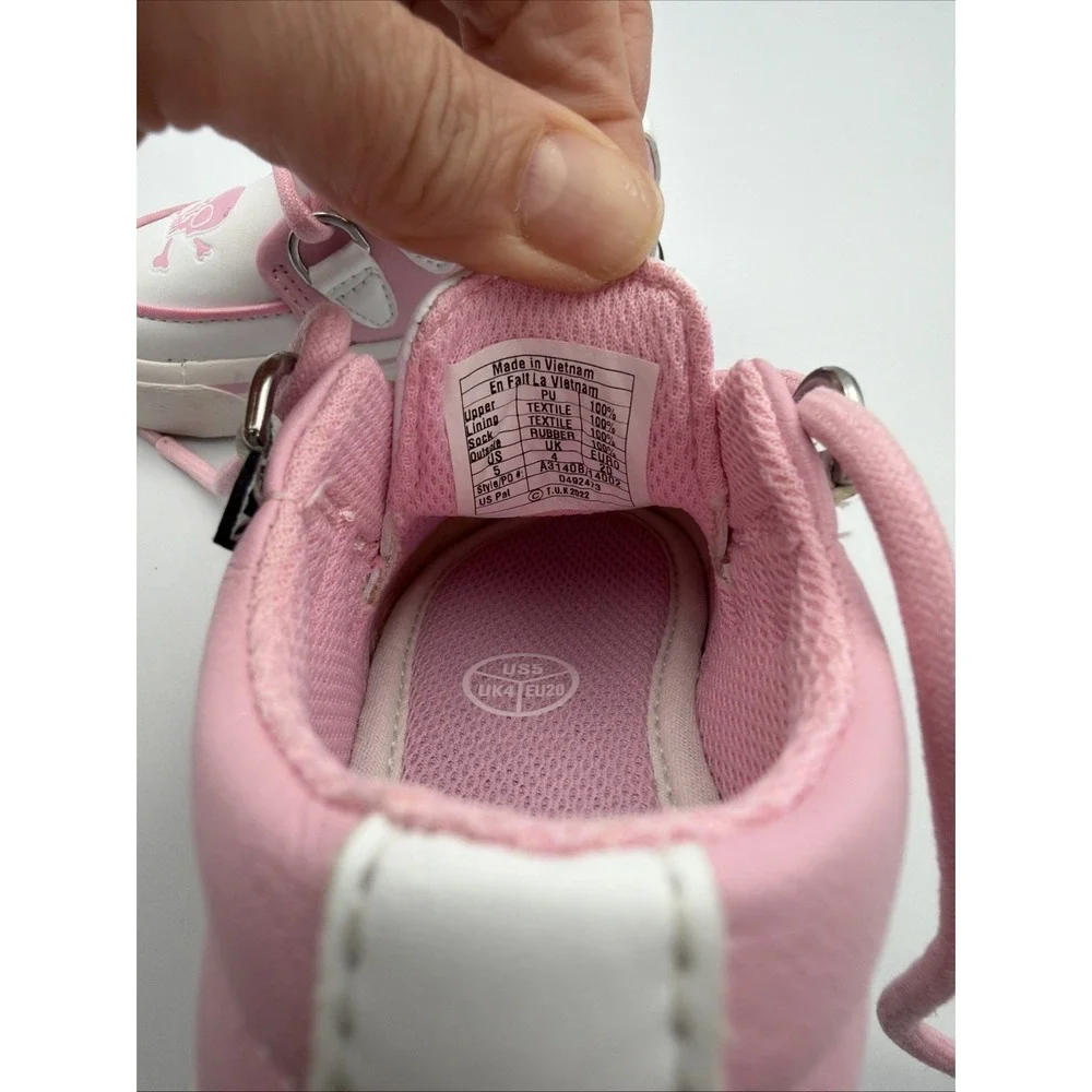 T.U.K‎ Pink & White Girls TukSkin Vegan Pirate Creeper Toddler Size 5 Sneaker